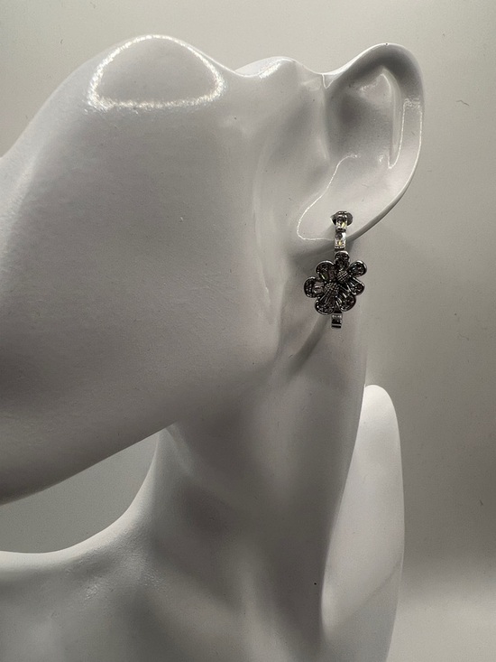 kate spade Jewelry - 011. kate spade silver plated earrings with floral crystal accent.